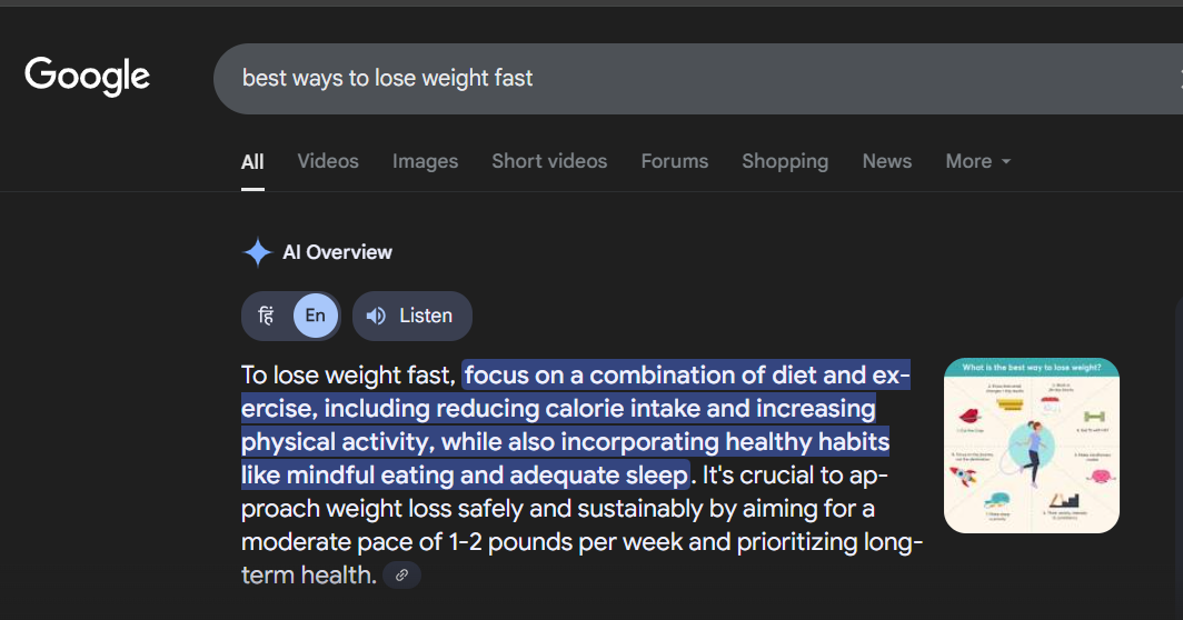 an example on how to get found in ai overviews